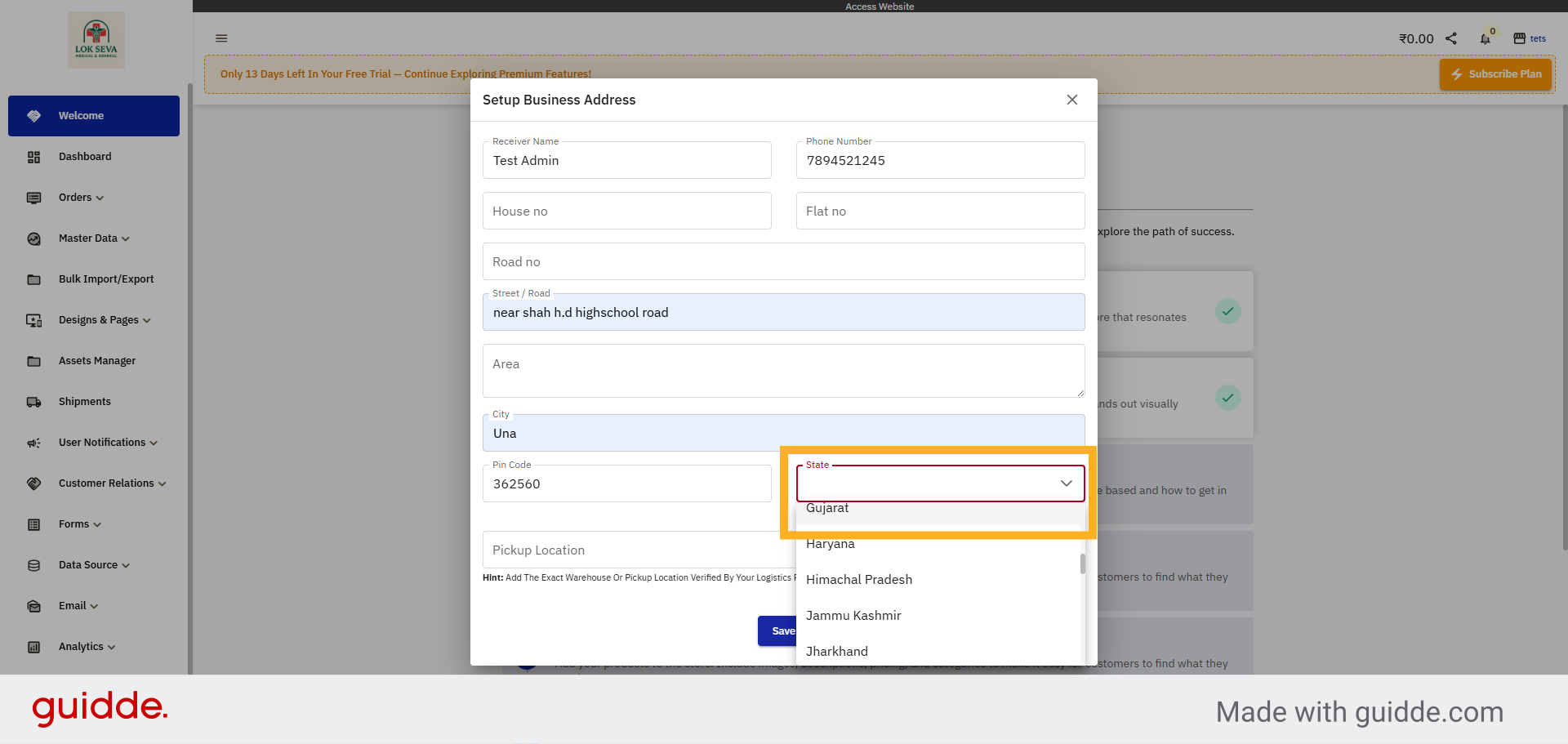 Select State or Province