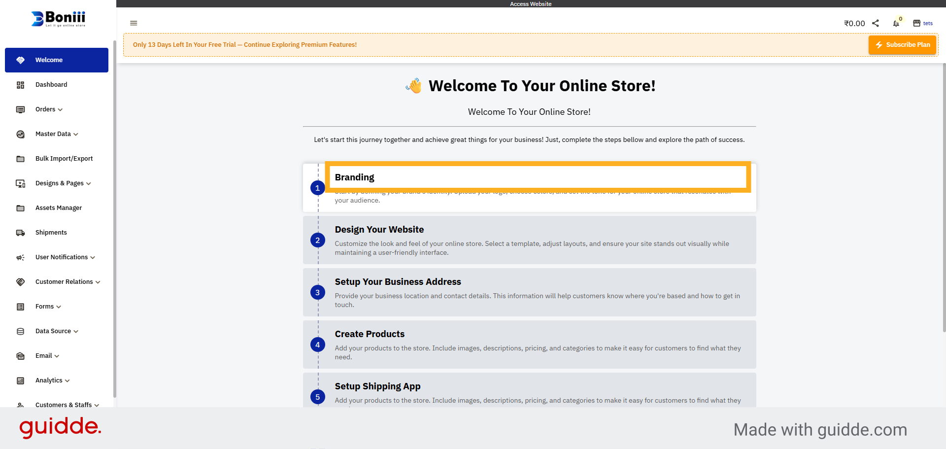 Access Branding Section