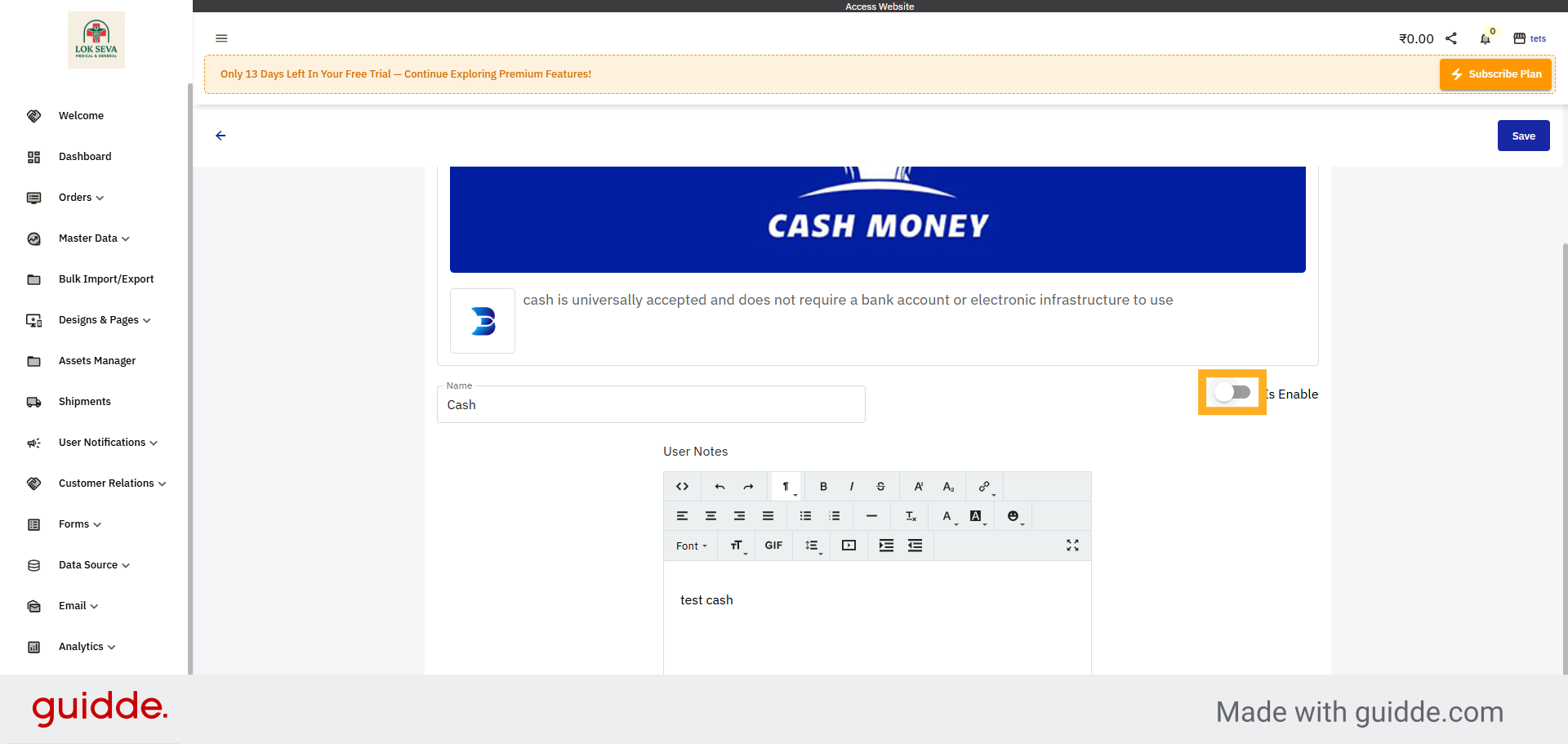 Enable Payment app