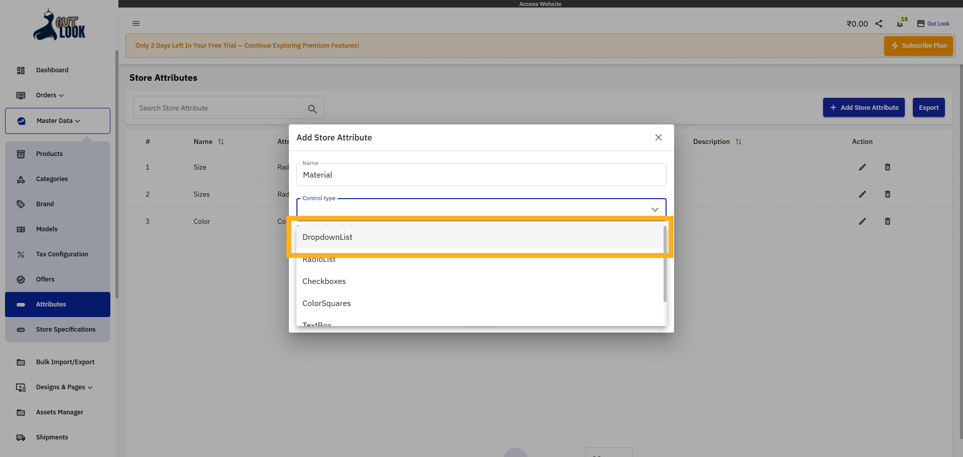 Choose Dropdown List Control