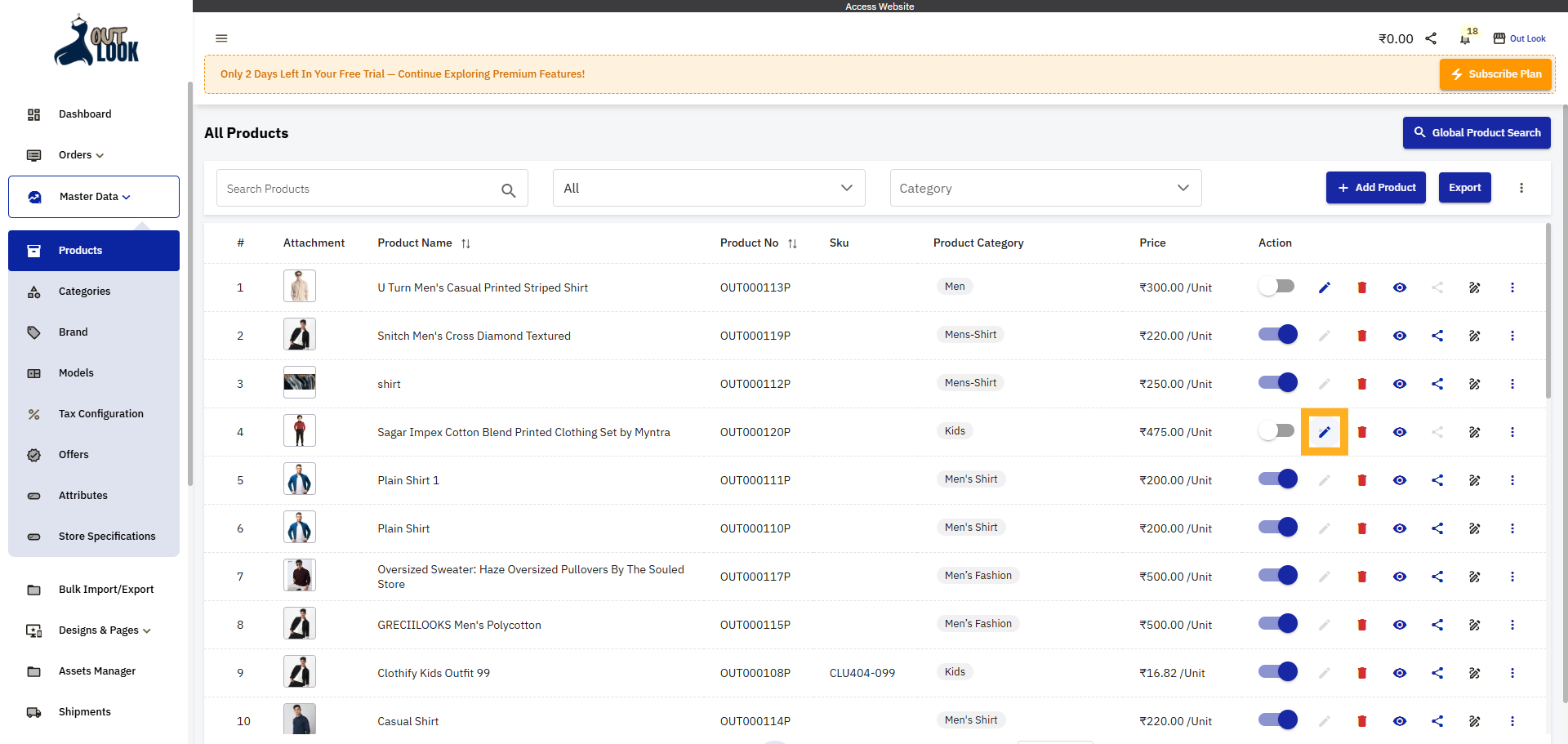 Edit Product Details