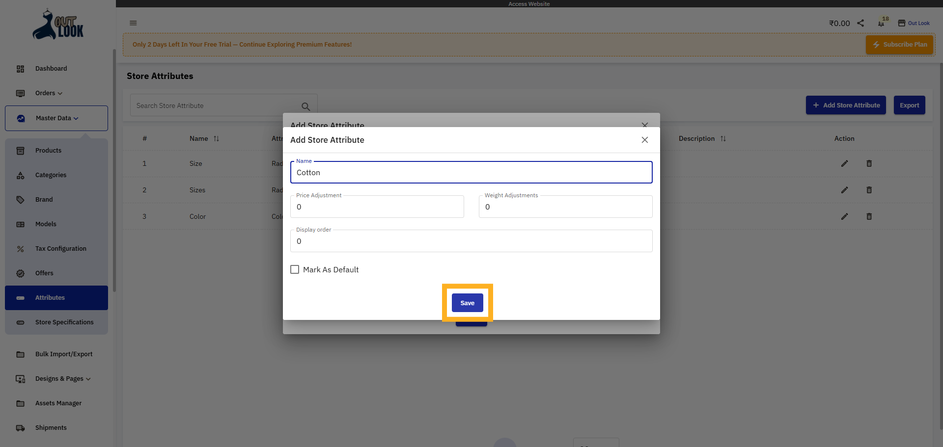 Save Attribute Value