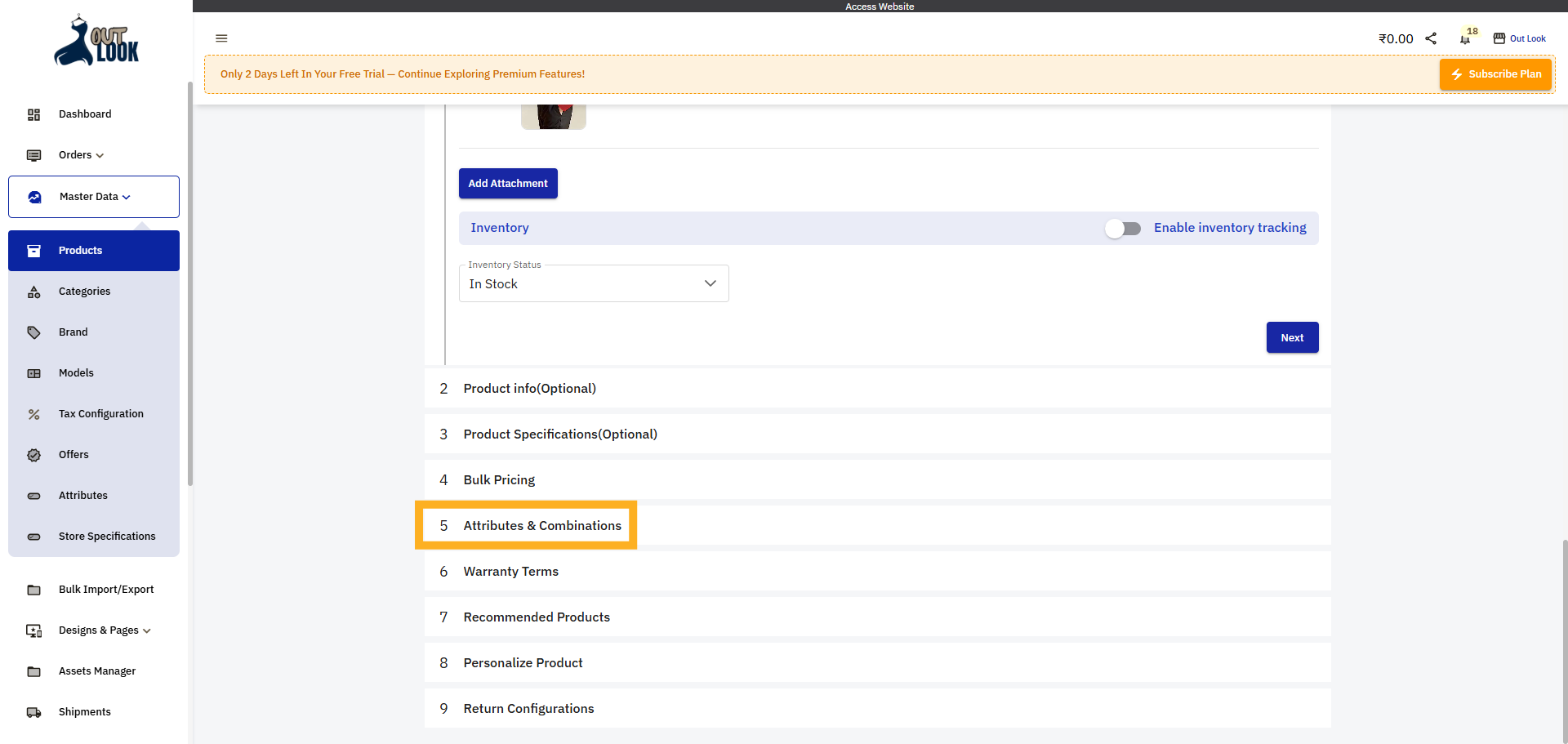 Access Attributes & Combinations