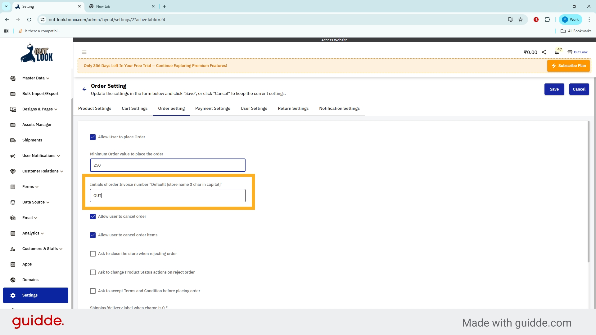 Invoice Number Initials
