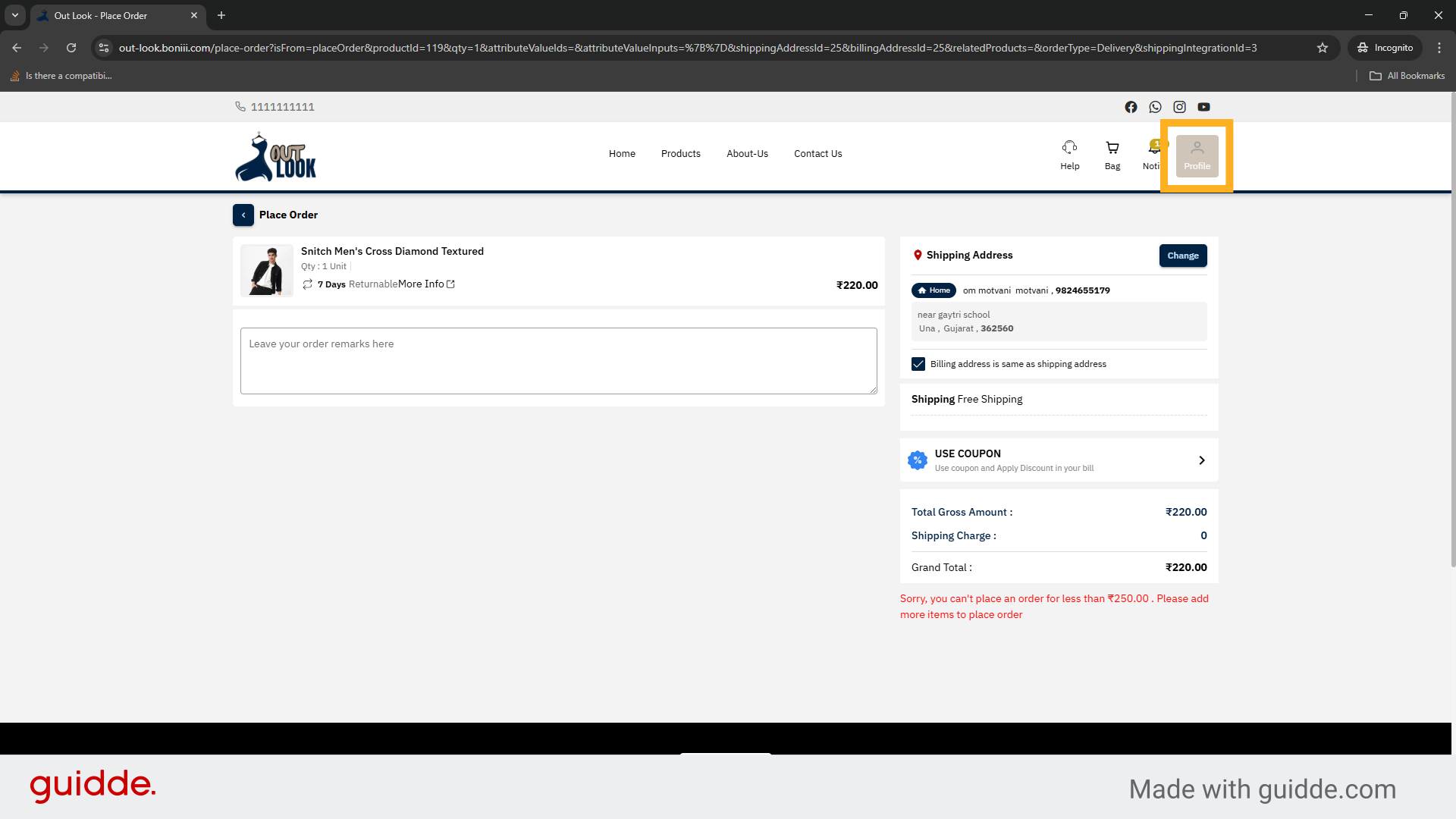 Open User Profile Menu