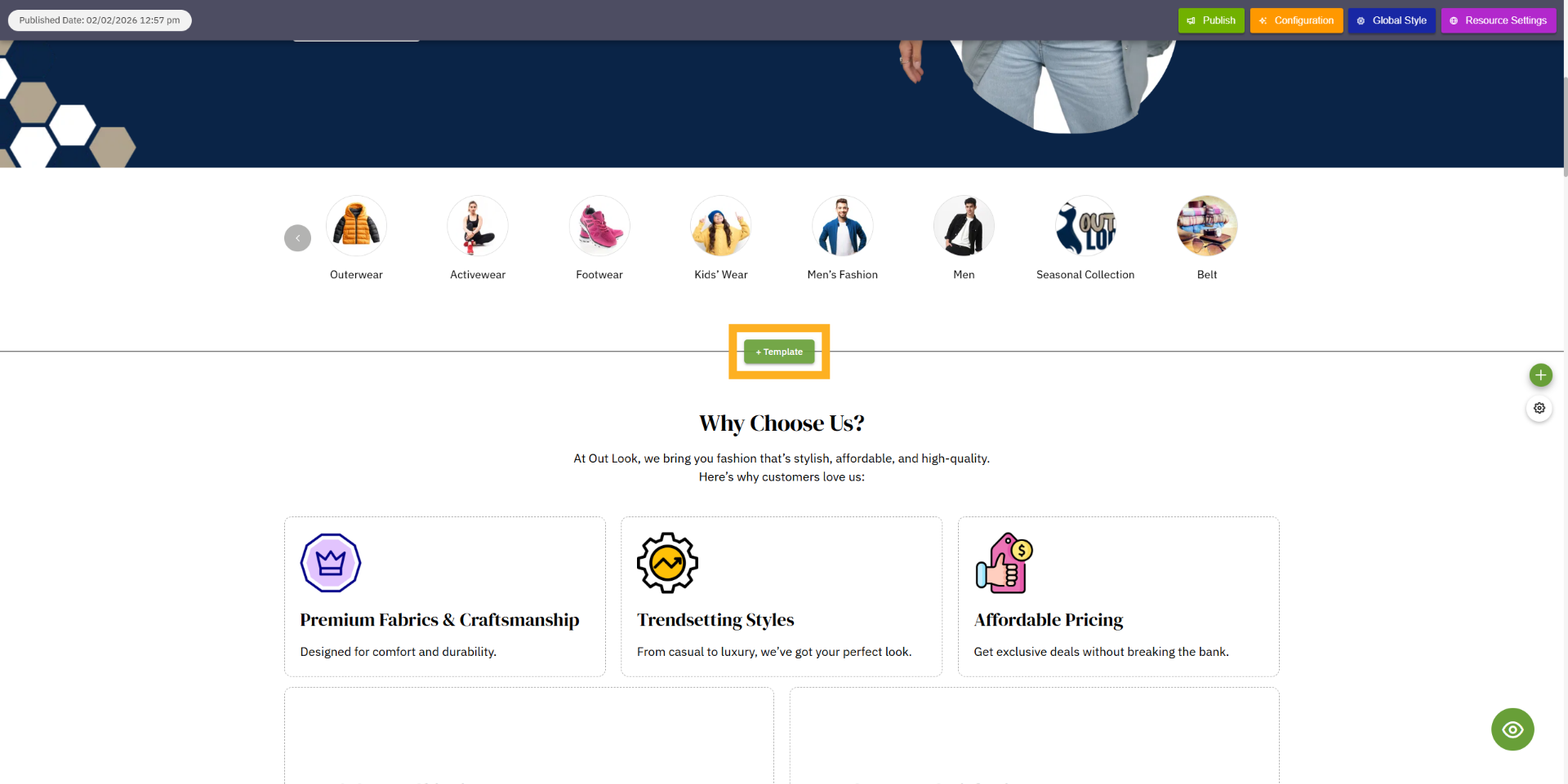 Click Add Template Button