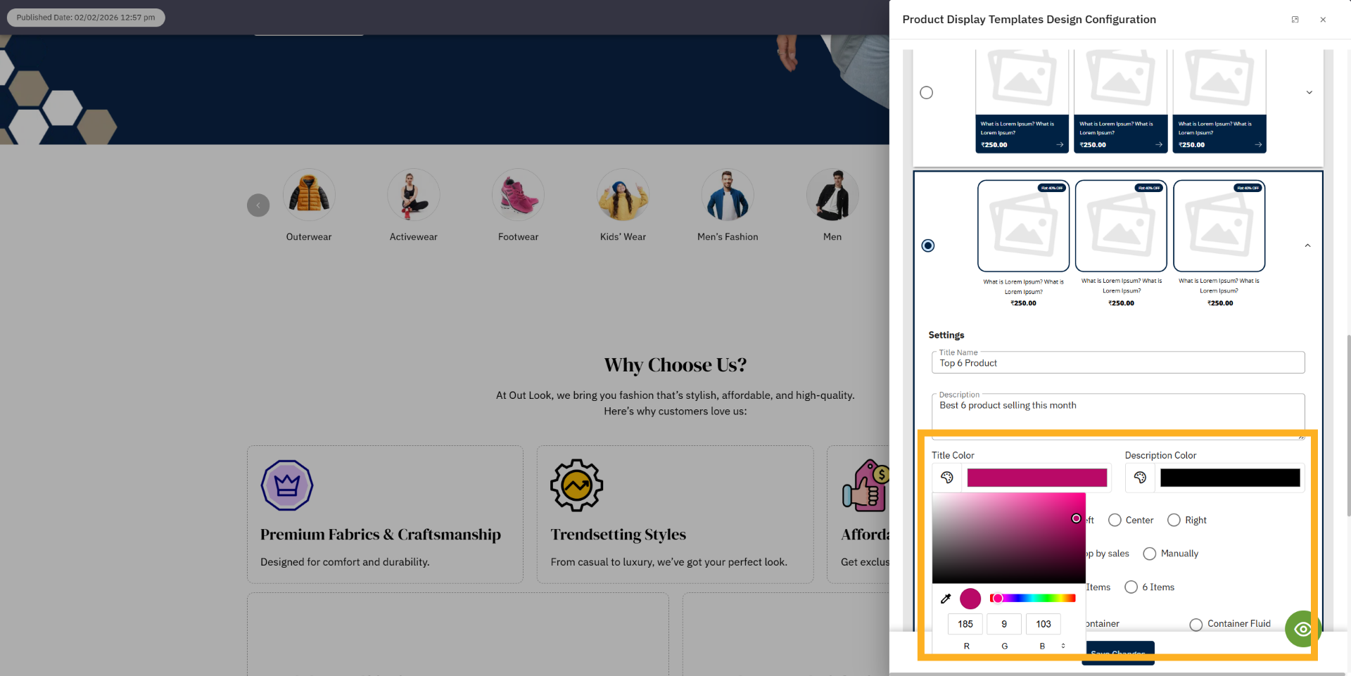 Set Title color &  Description color