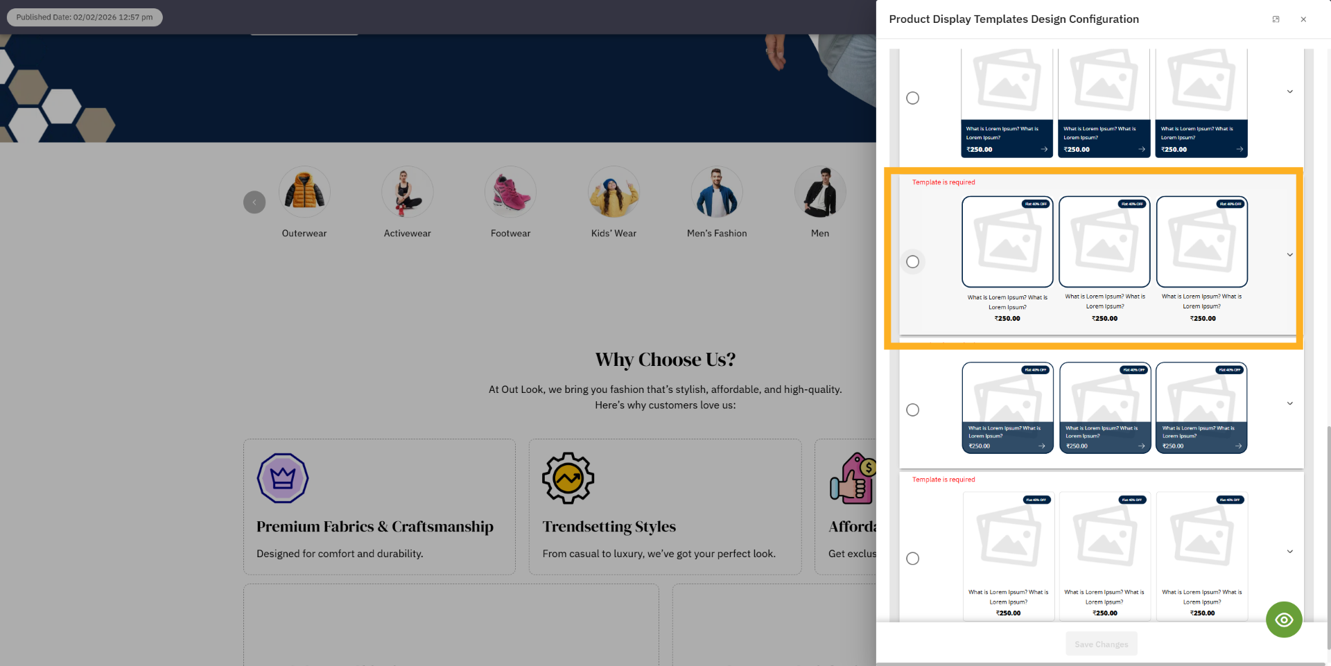 Choose product template design