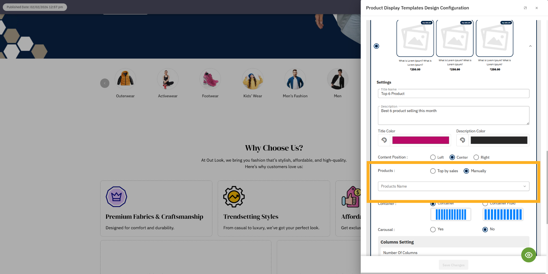 Choose Manually  Products 
