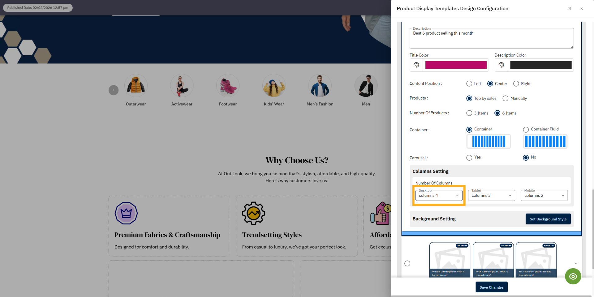 Choose desktop columns