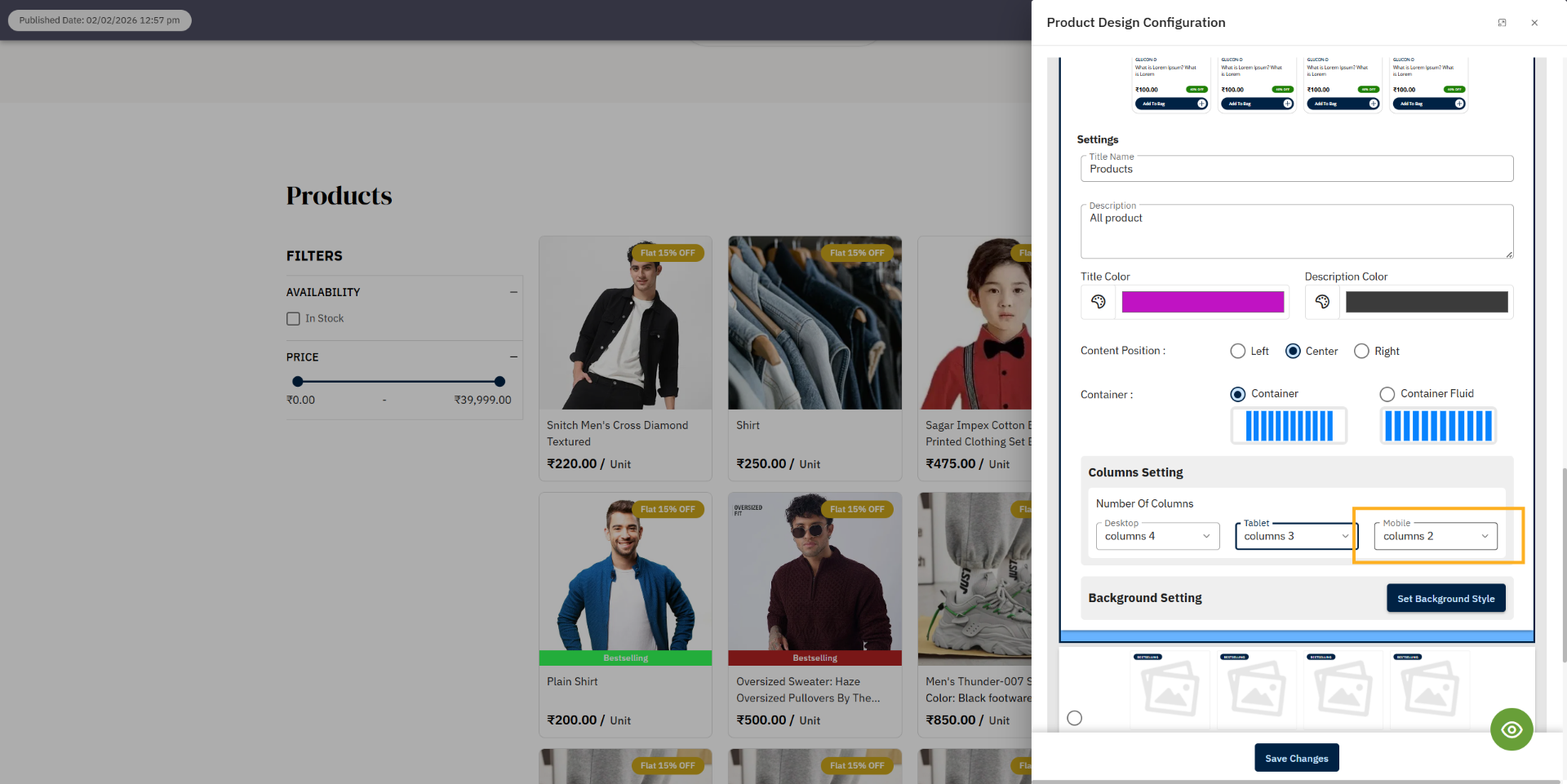 Choose mobile columns