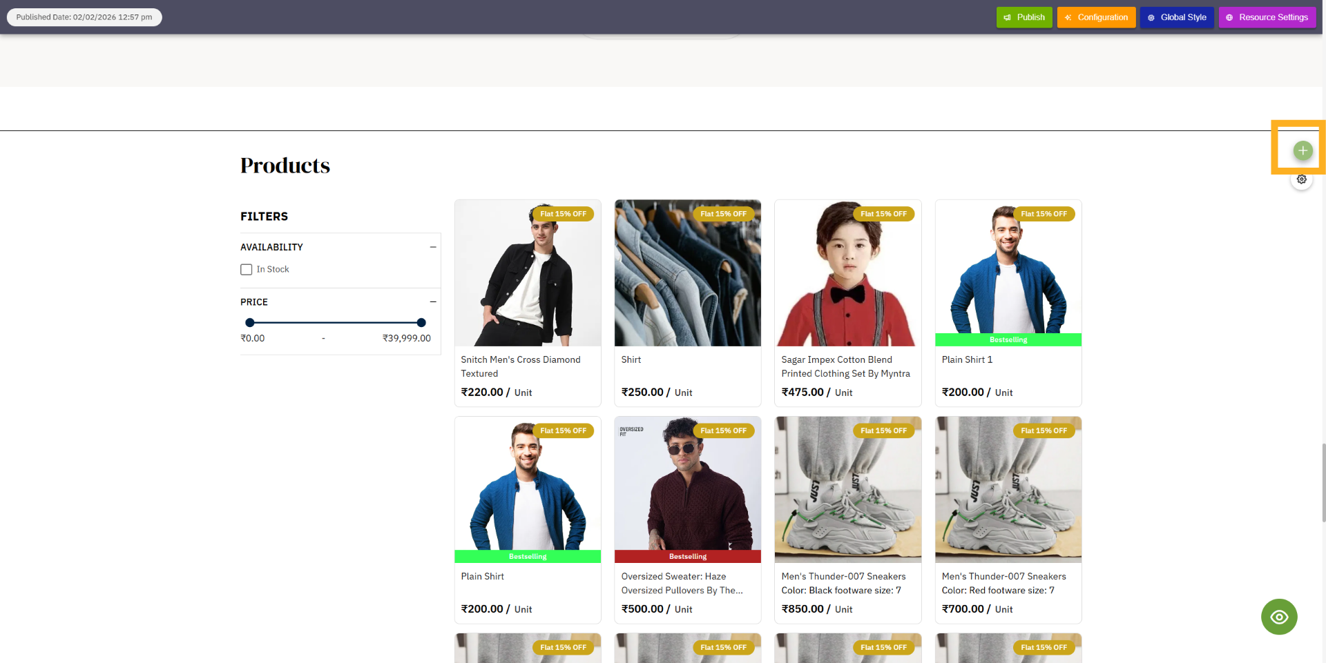 Open Product Actions