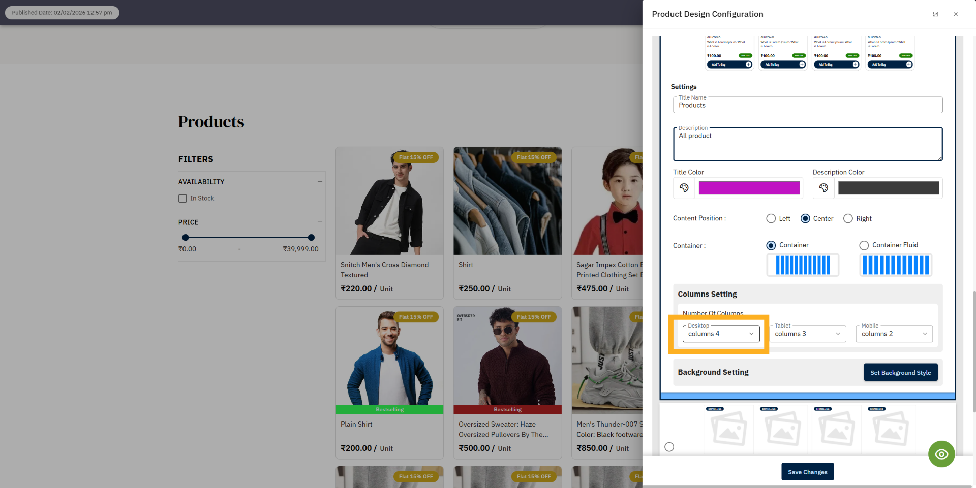 Choose desktop columns