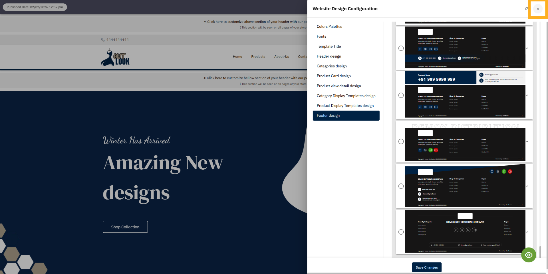 Close Design Settings