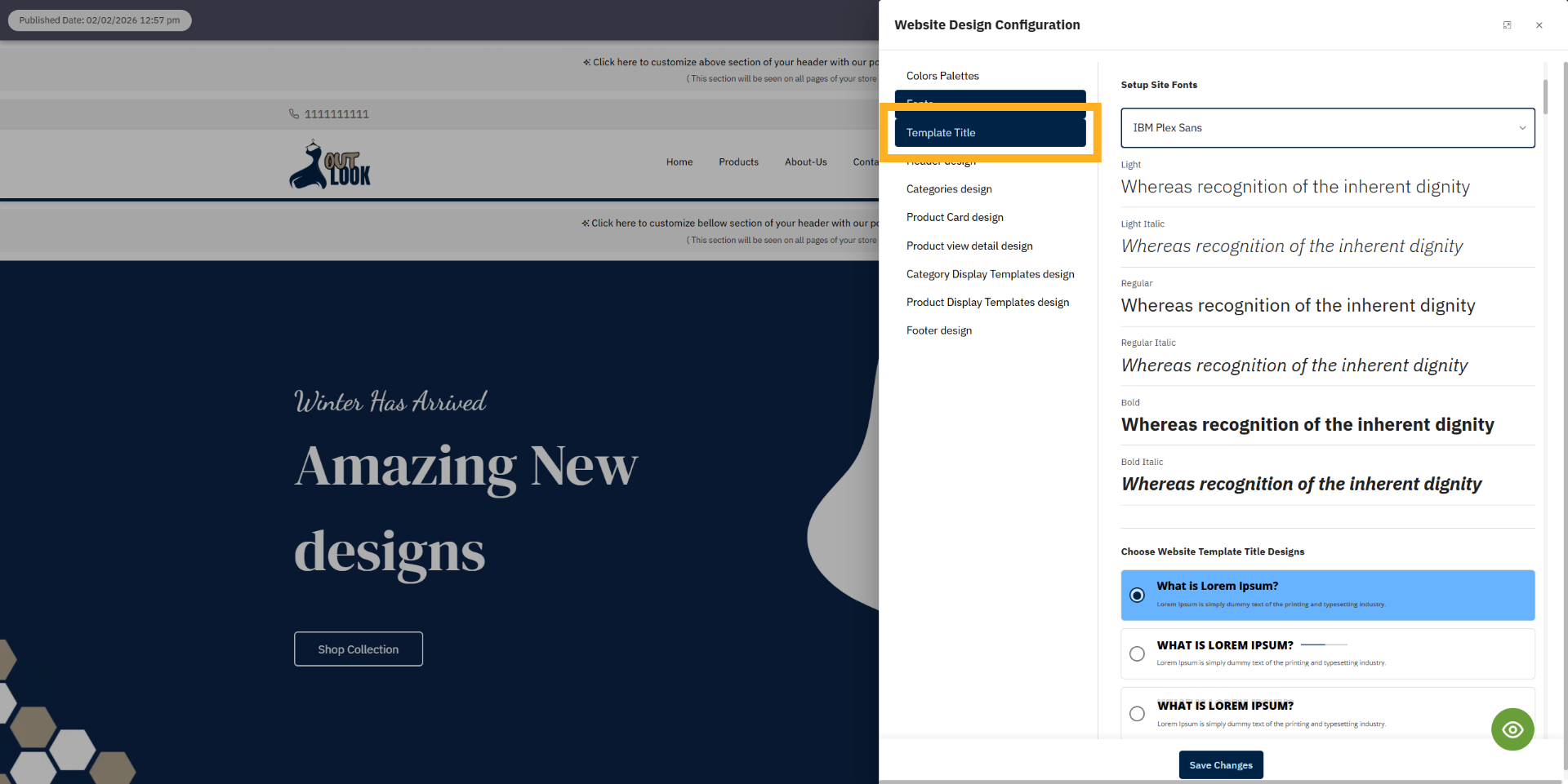 Select Template Title