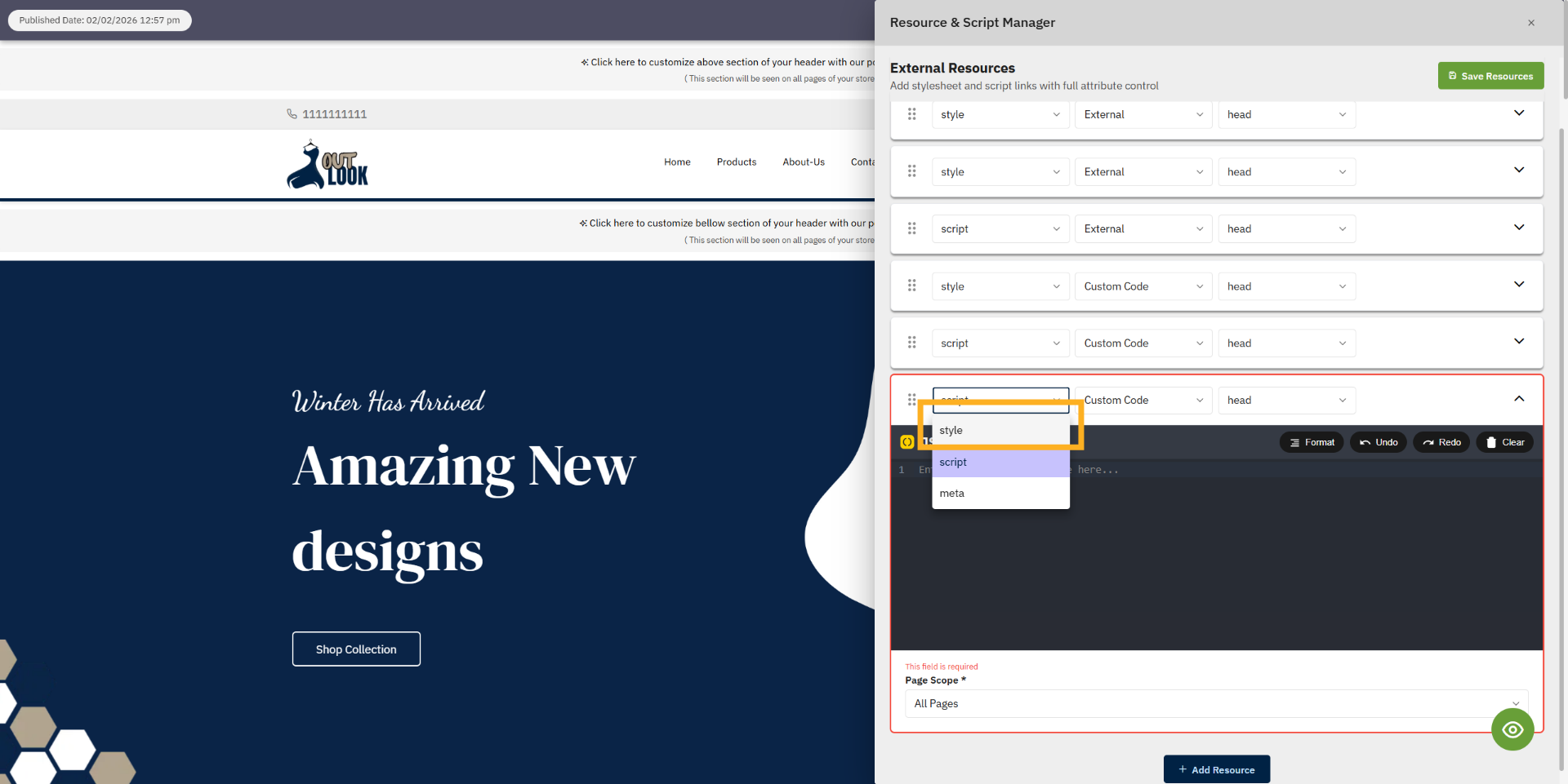Select Style Resource type