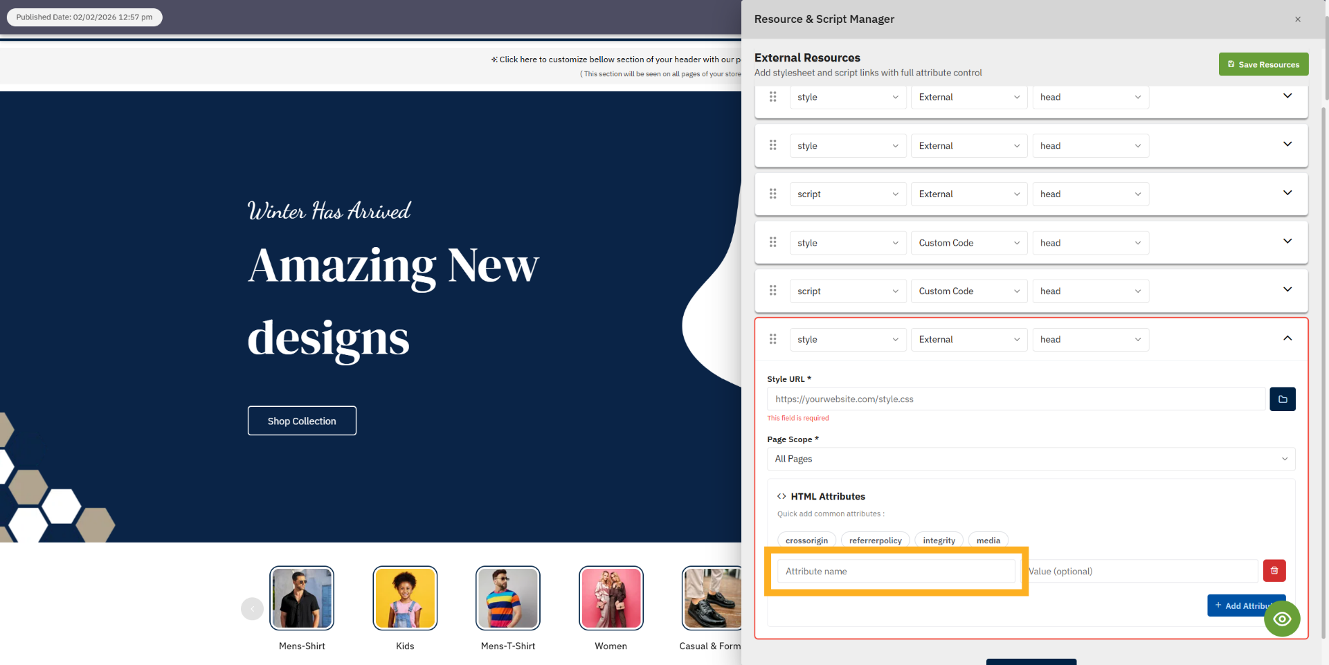 Select Attribute Name Field
