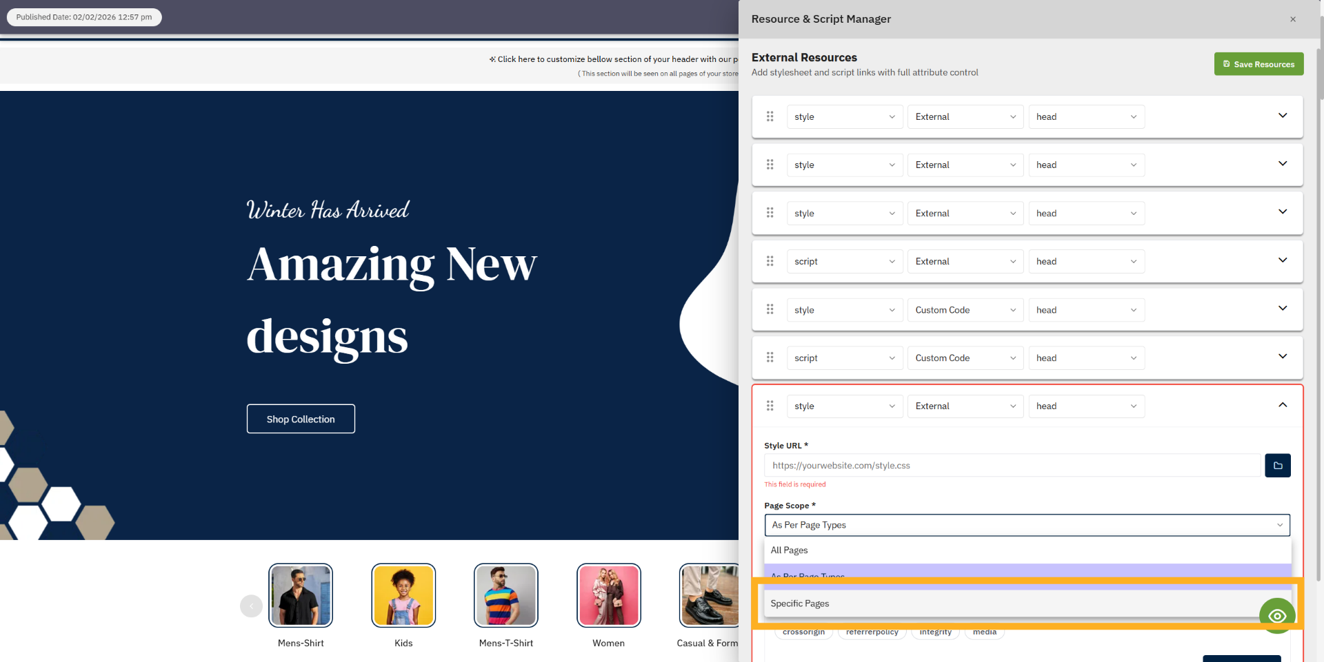Select Specific Pages Option