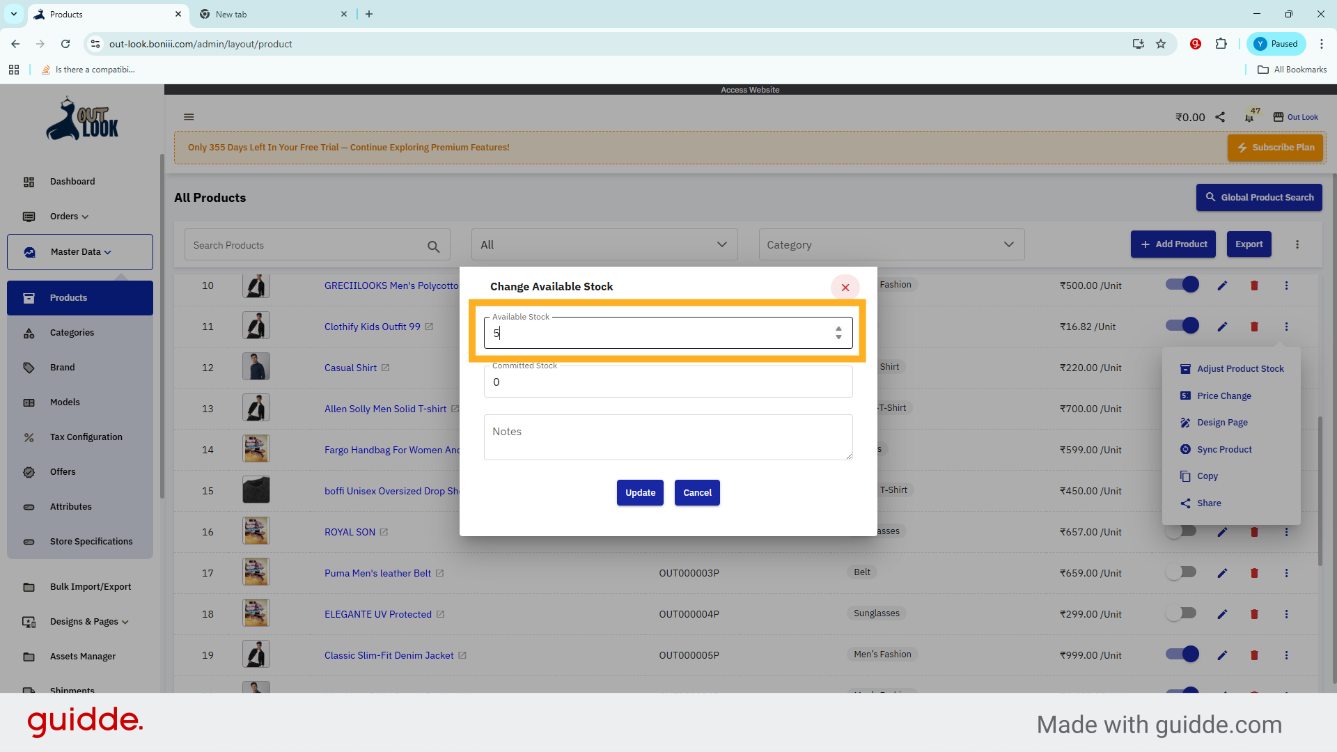 Review Available Stock