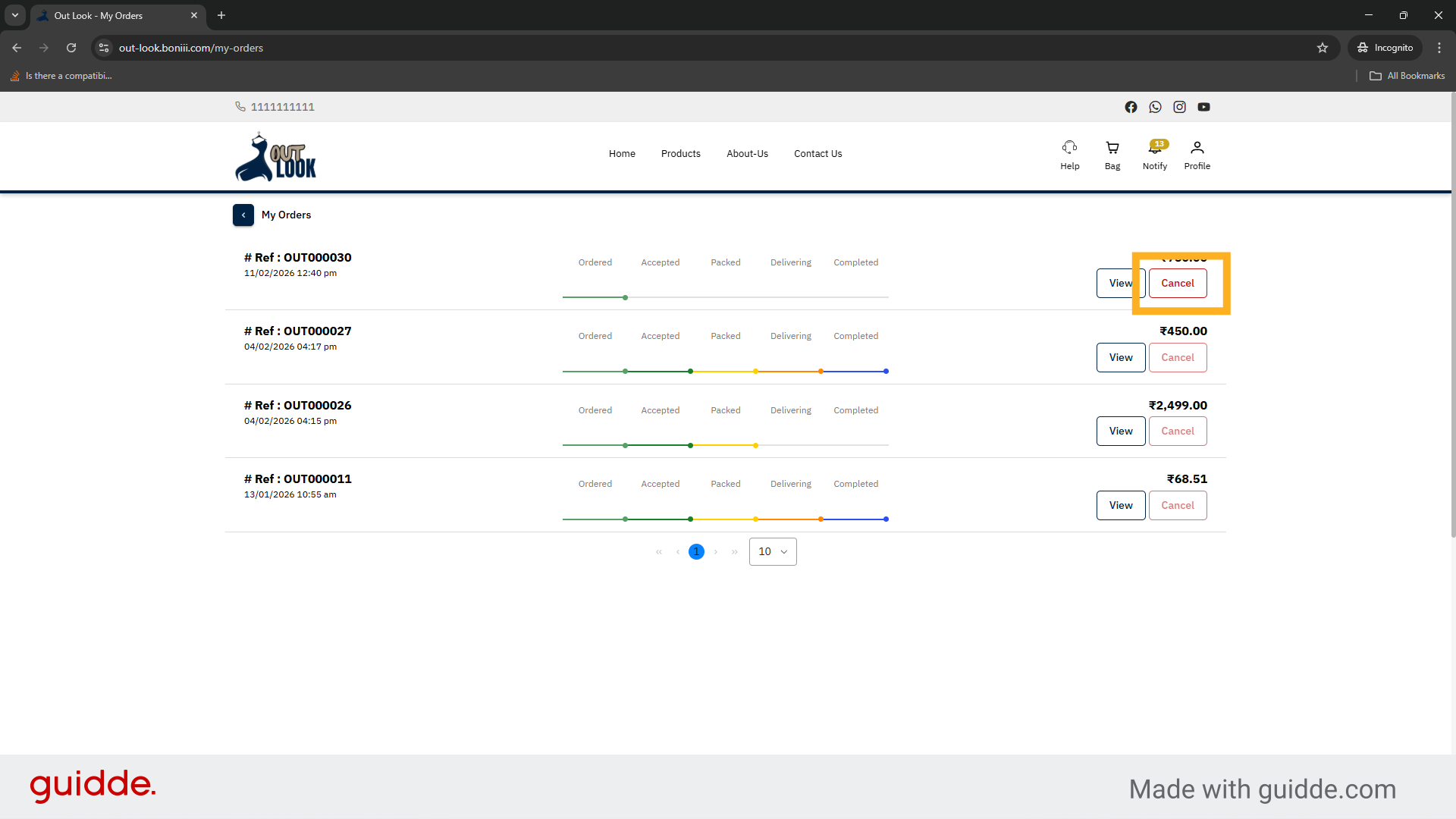Review Order Cancellation