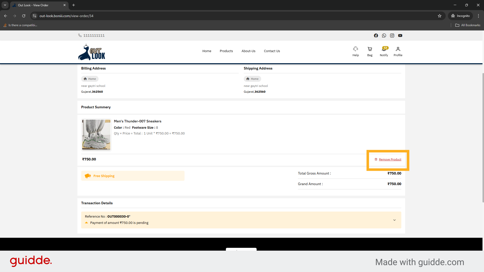 Review Order Items Cancellation