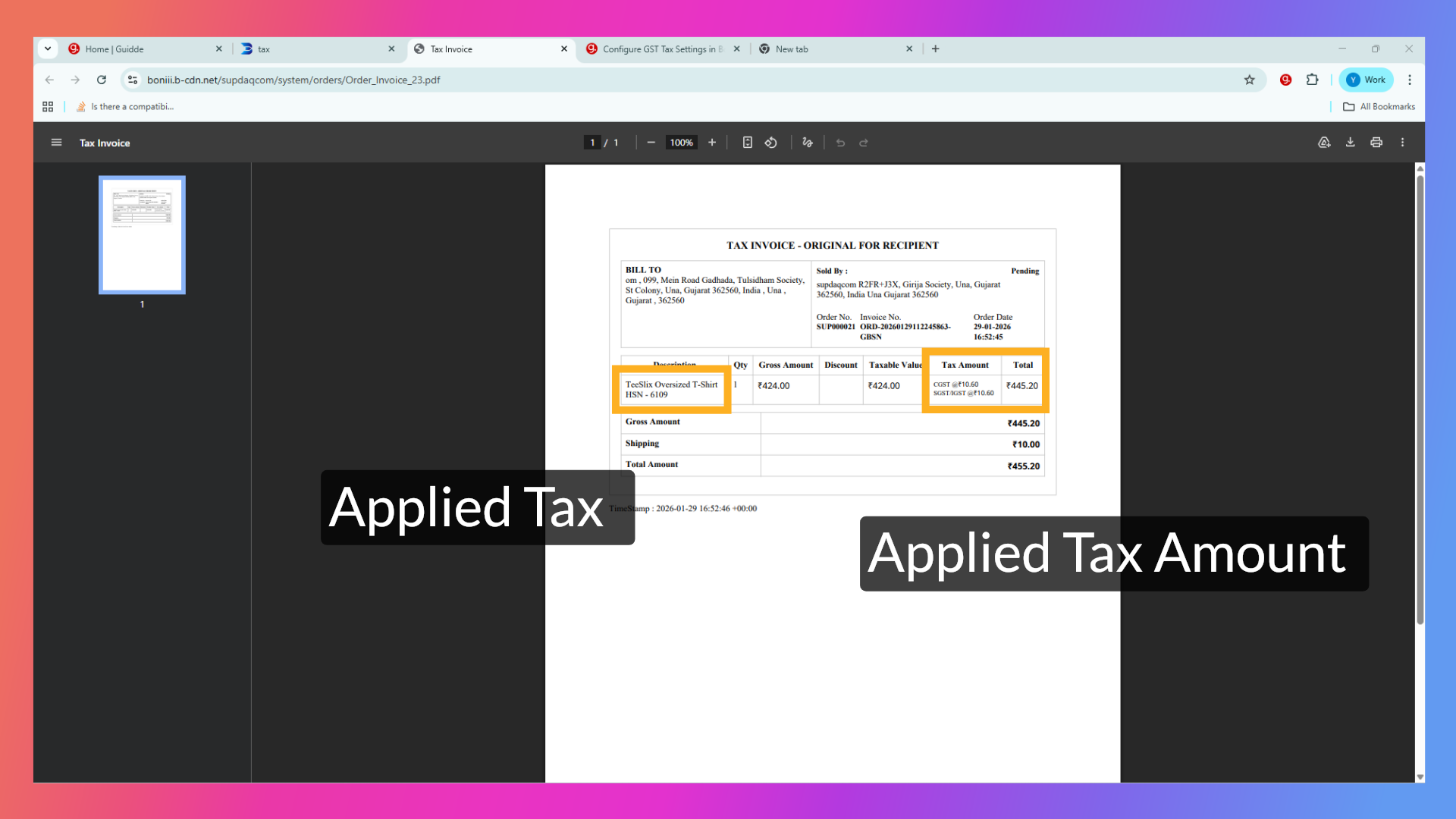 Applied Tax in Invoice