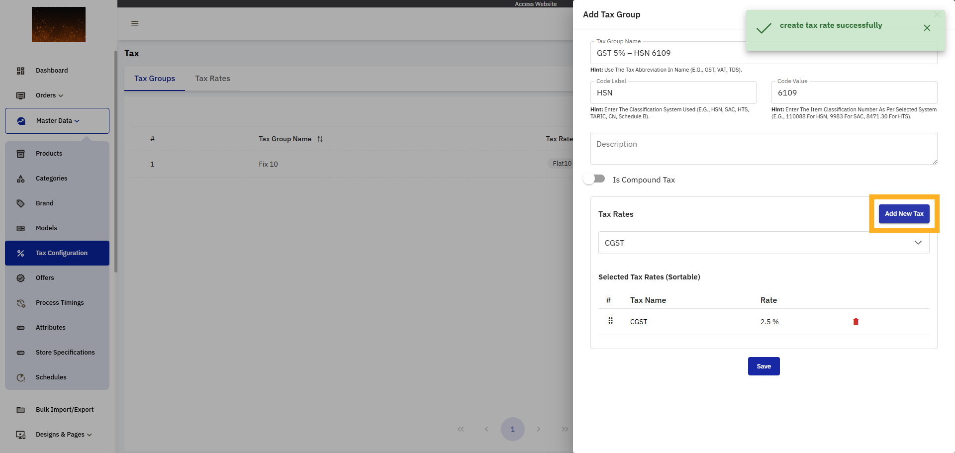 Add Another Tax Rate