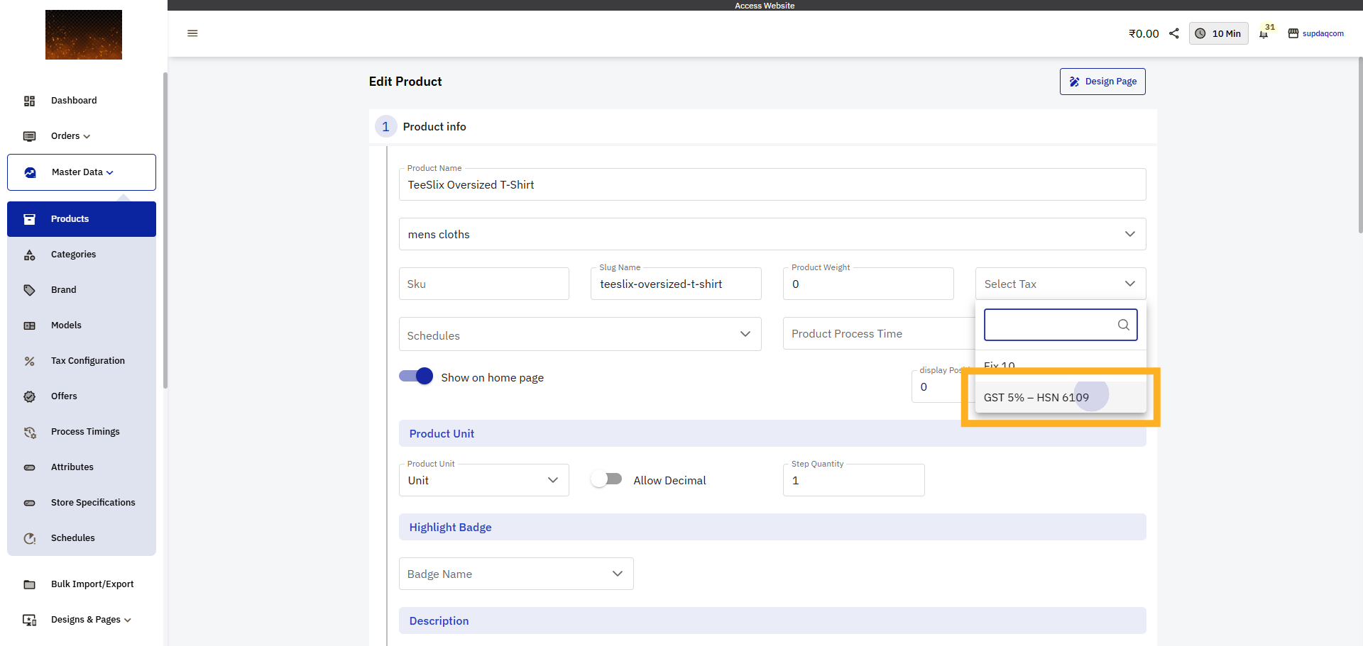 Choose GST Tax Group