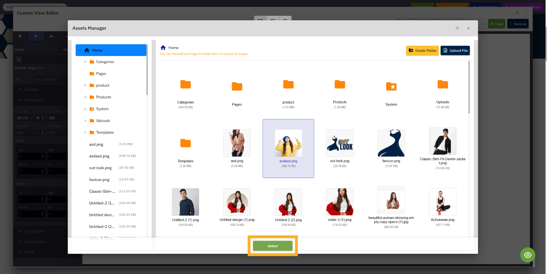 Confirm Image Selection