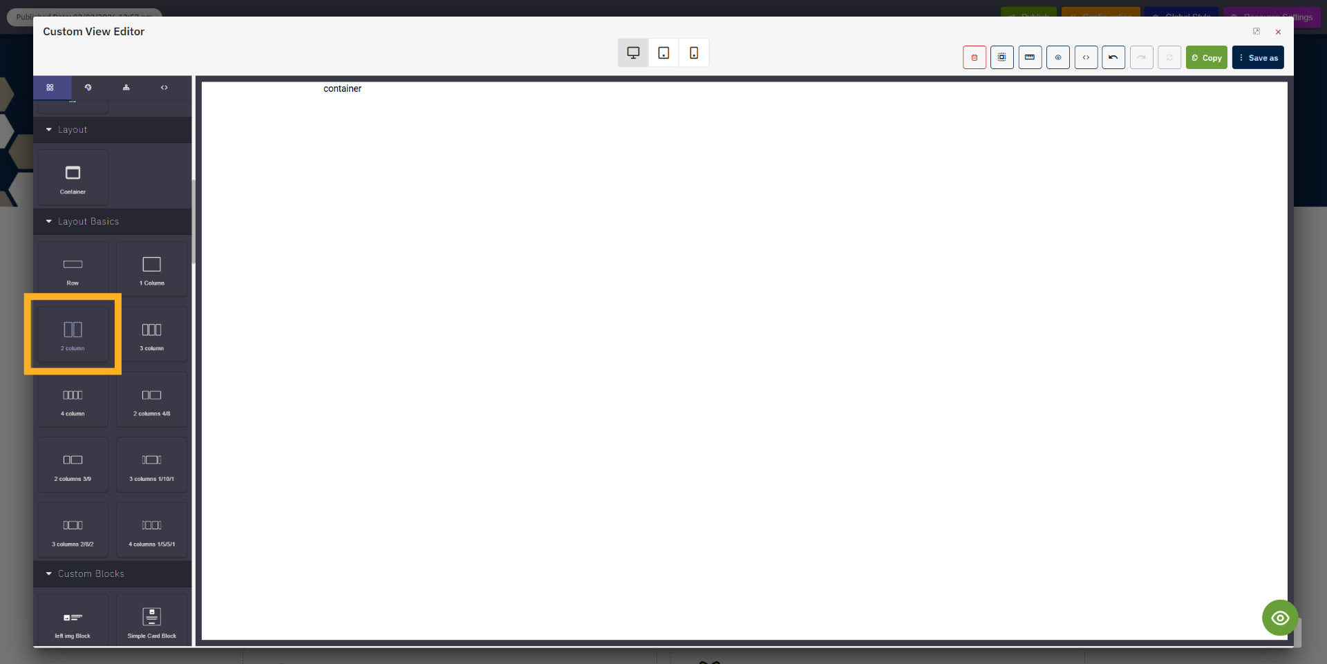 Choose Two Column Layout