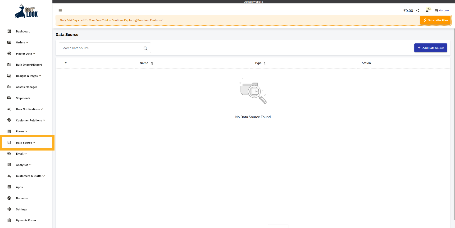Go to data source page