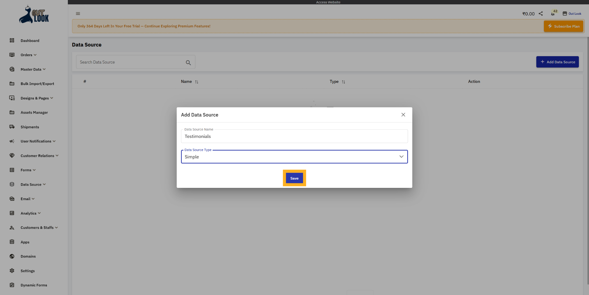 Save Data Source Configuration