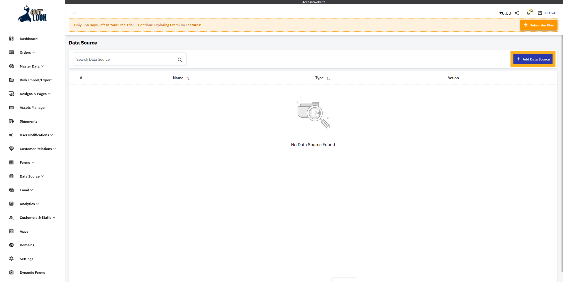 Click Add Data Source Button