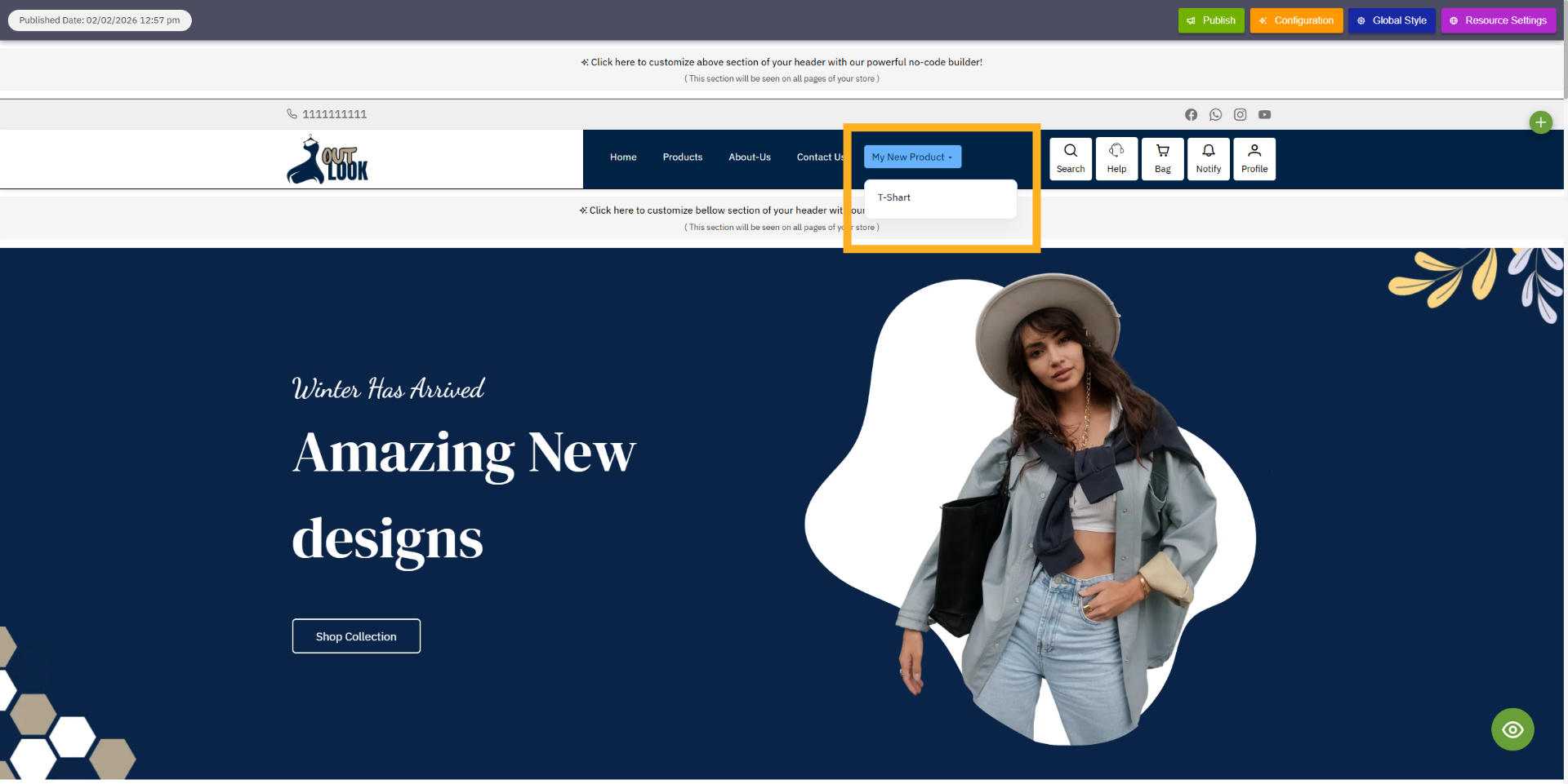 Open New Menu Dropdown