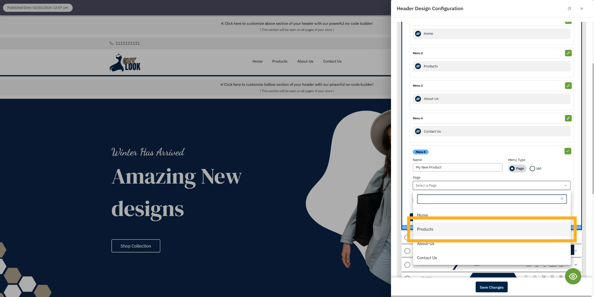 Choose Products Page