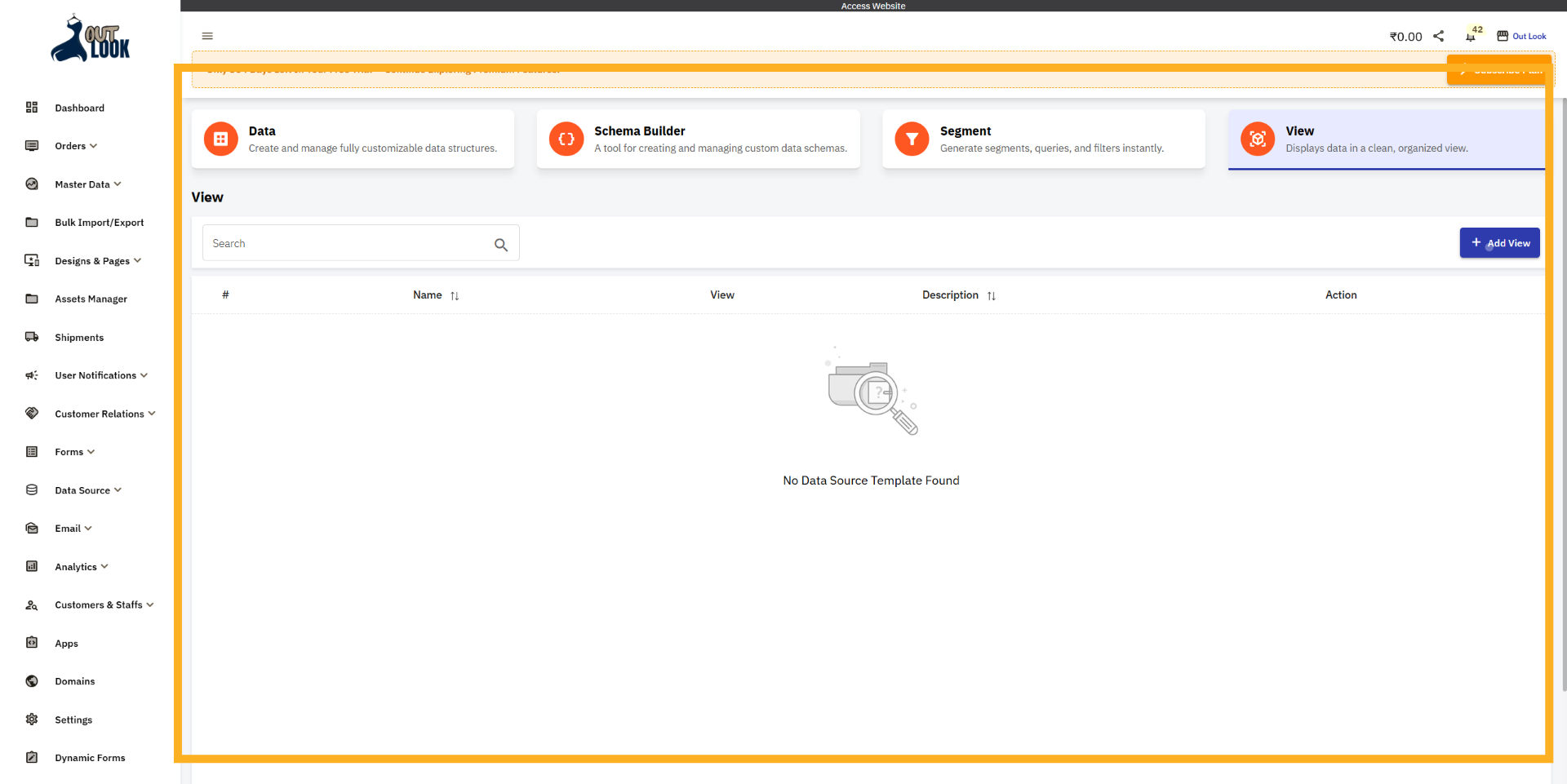 Data Source Template View