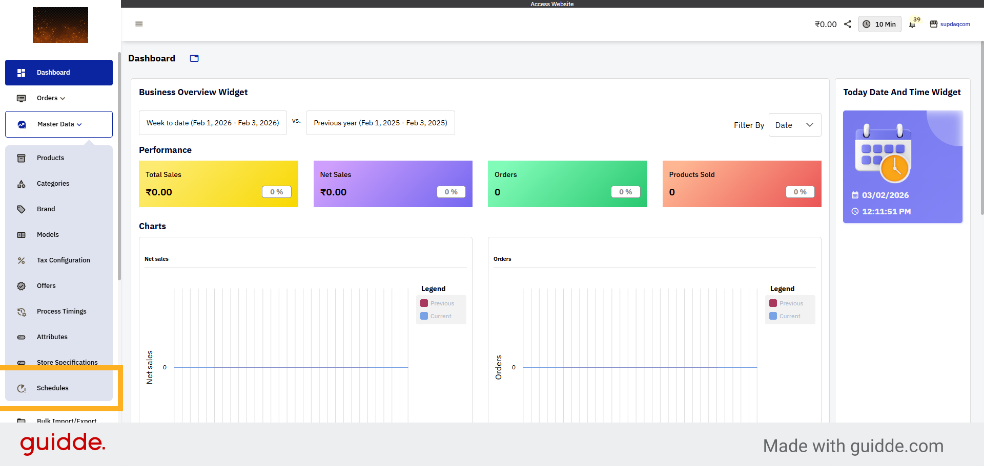 Select Schedules Section