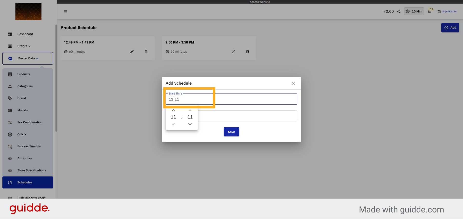 Choose Start Time
