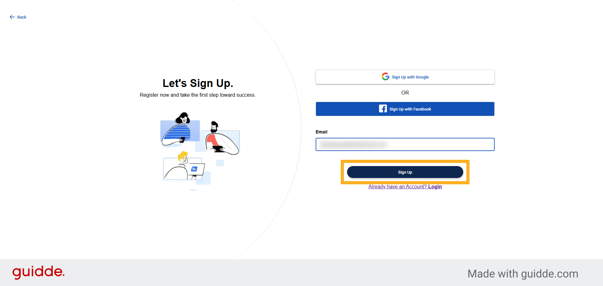 Click Sign Up Button