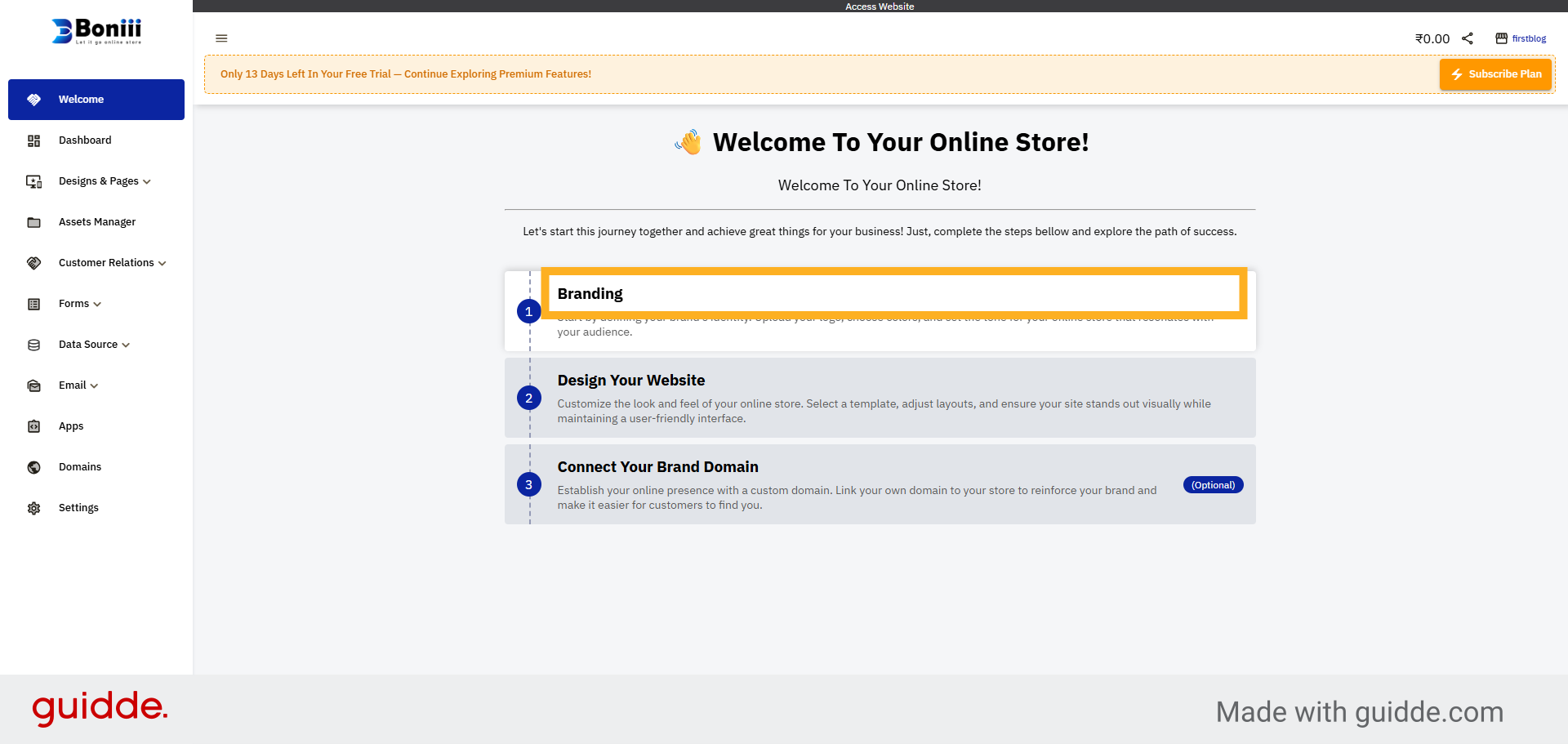 Click Branding Section
