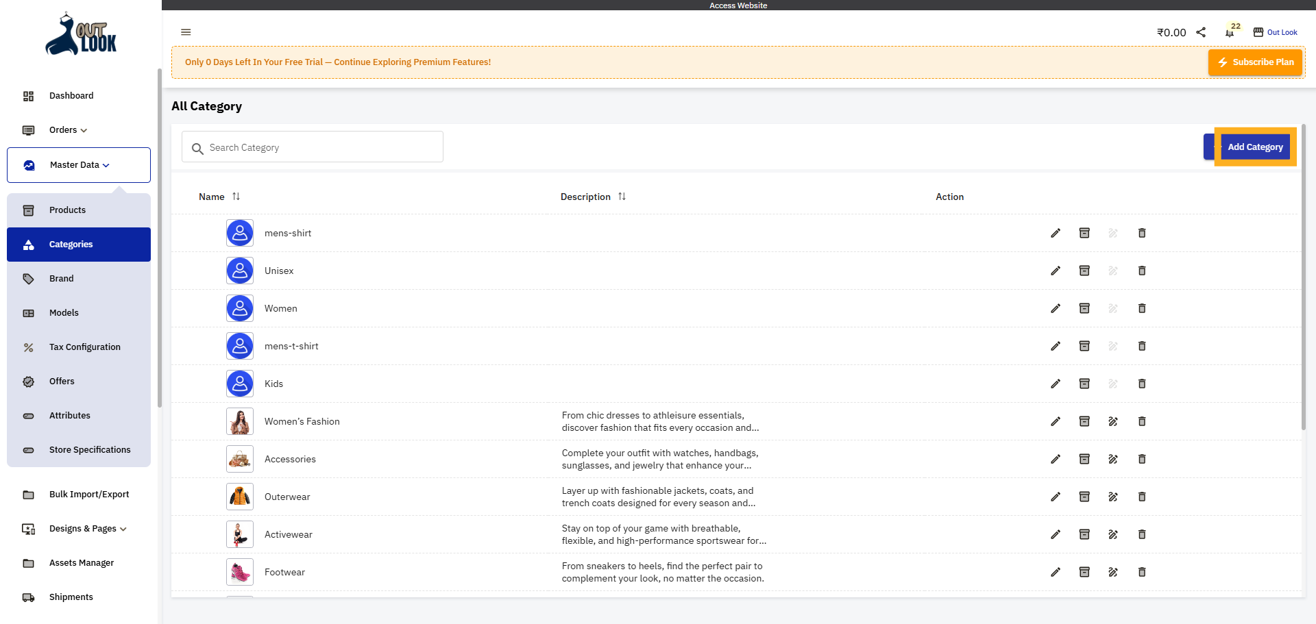 Initiate Add Category