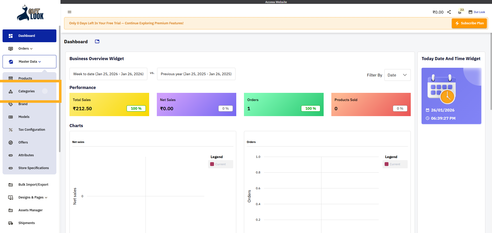 Select Categories Option