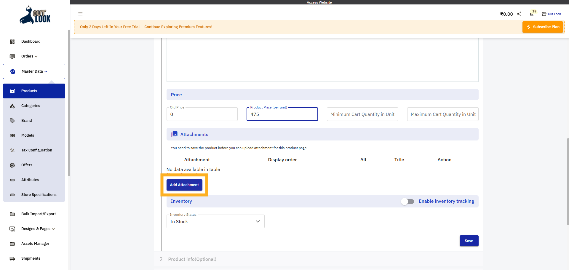 Add Product Attachment