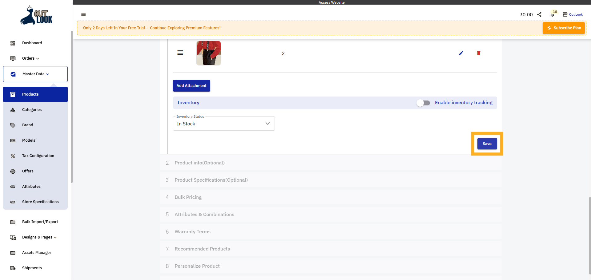 Save Product Details