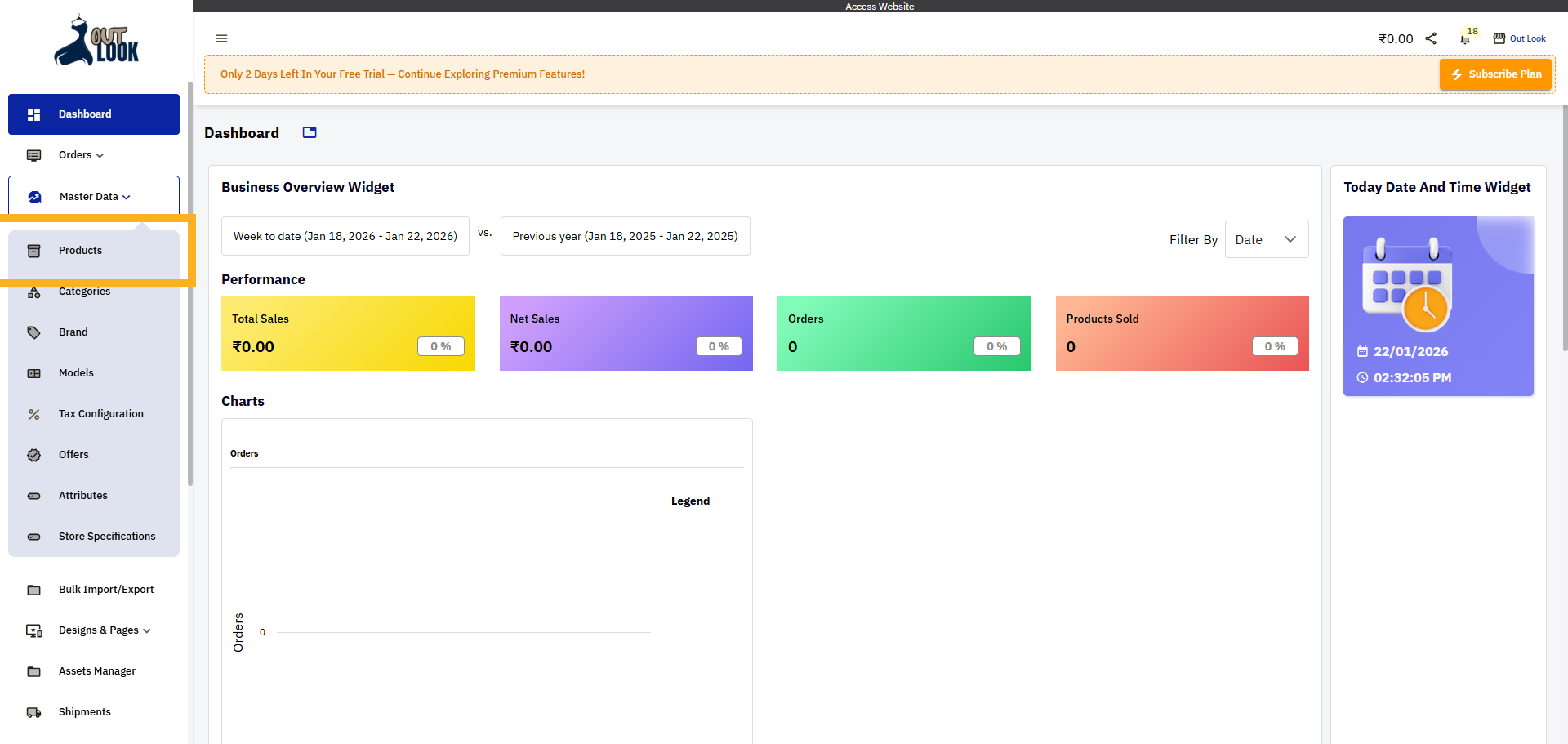 Navigate to Products Section