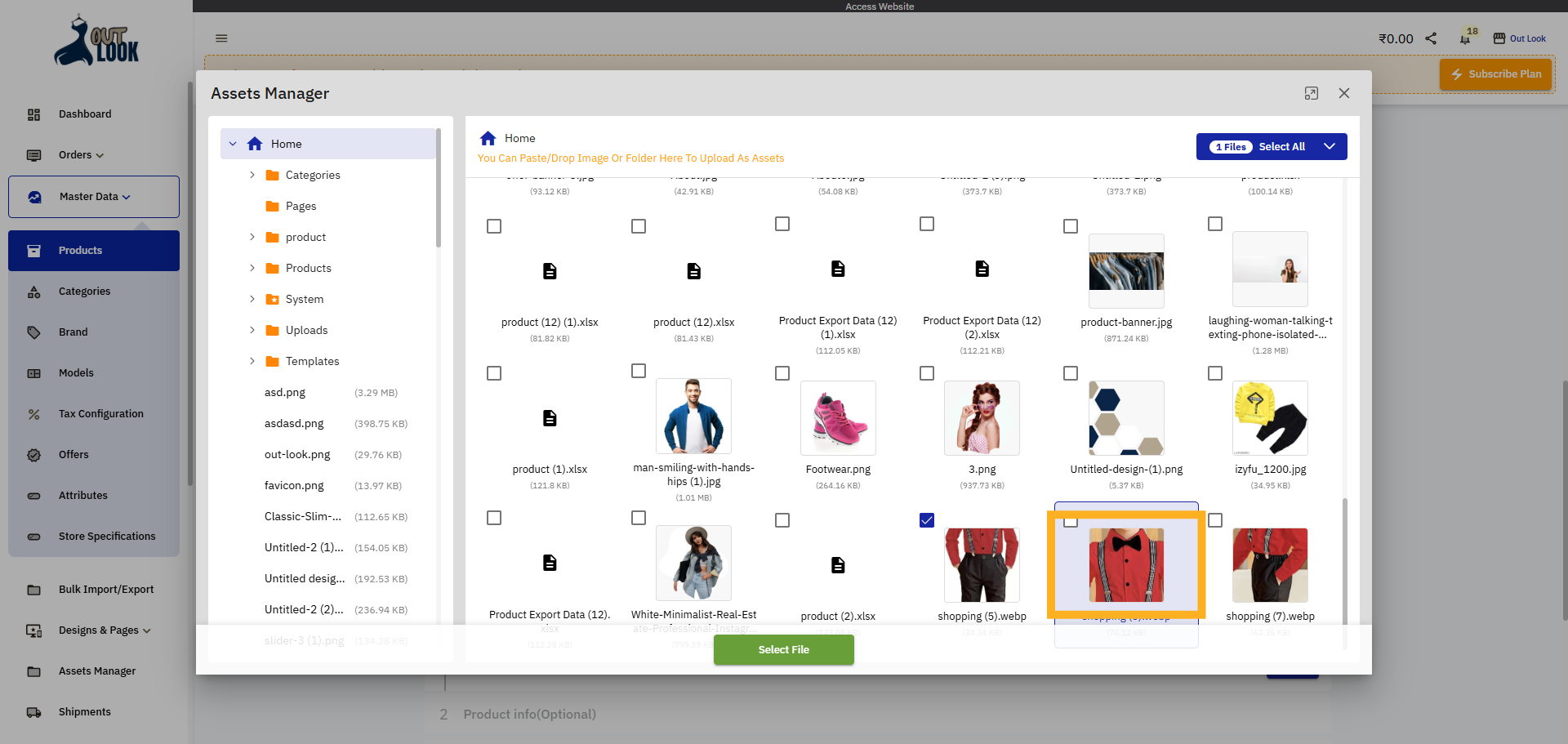 Access File Selection Area