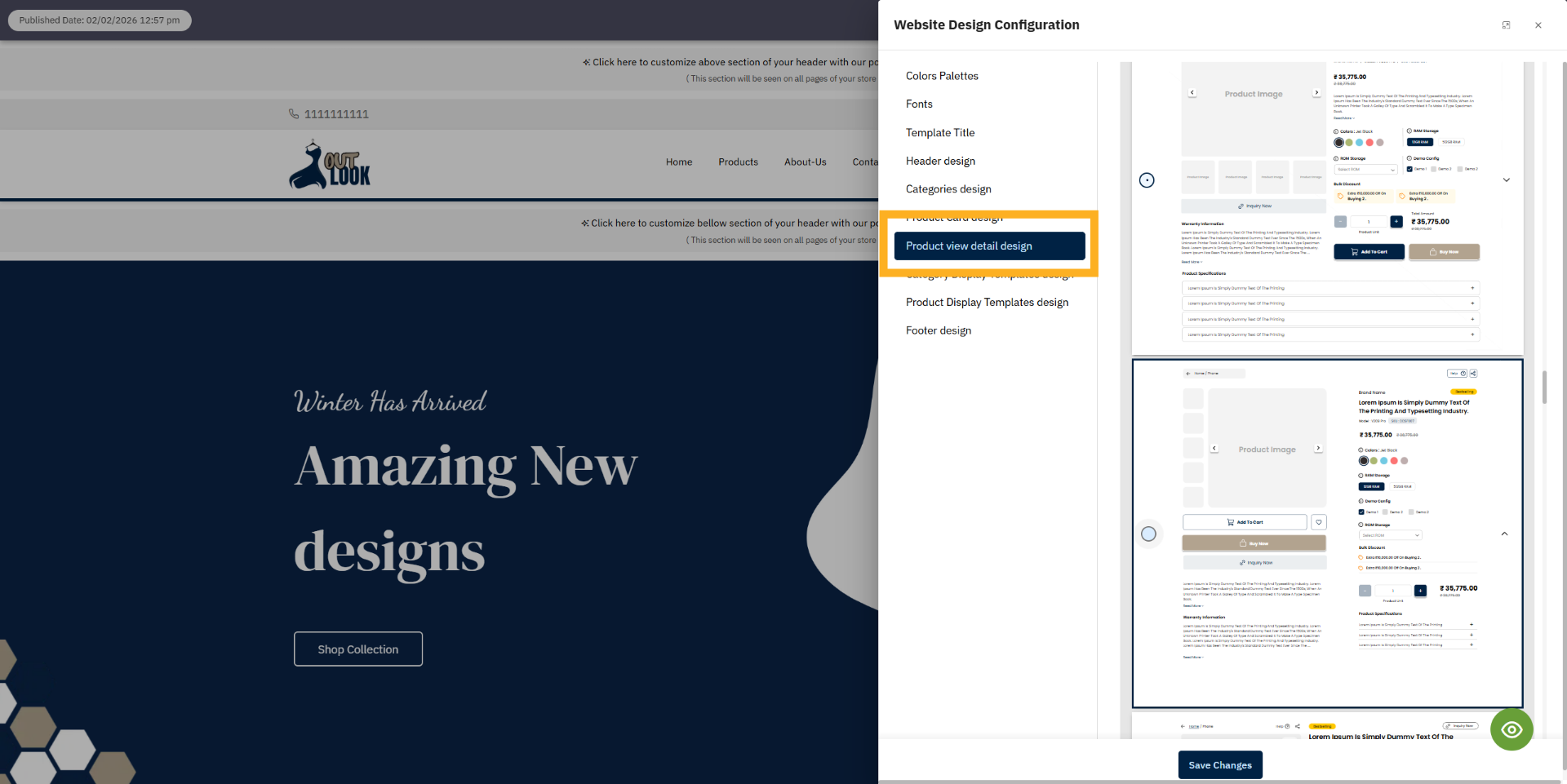 Open Product Detail Options
