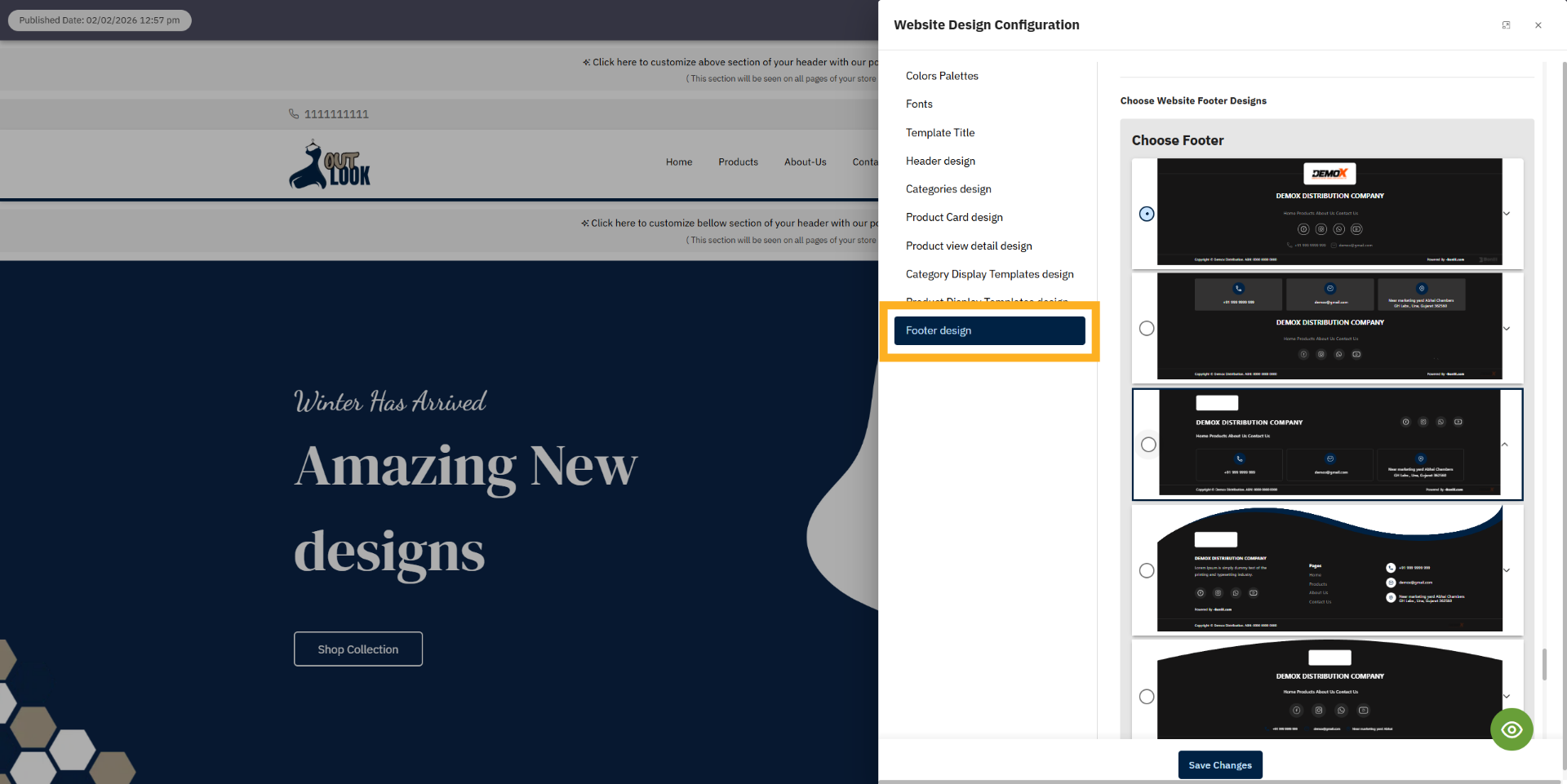 Open Footer Template Design