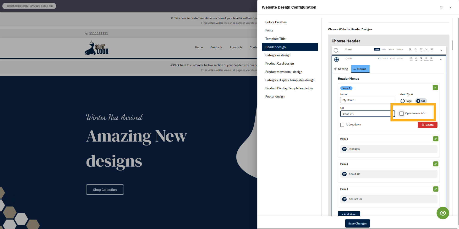 Additional Menu Options