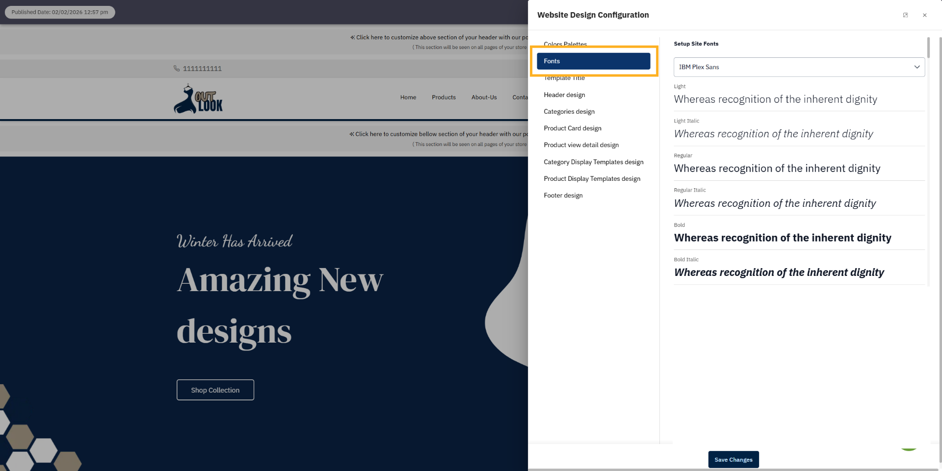 Navigate to Fonts Section